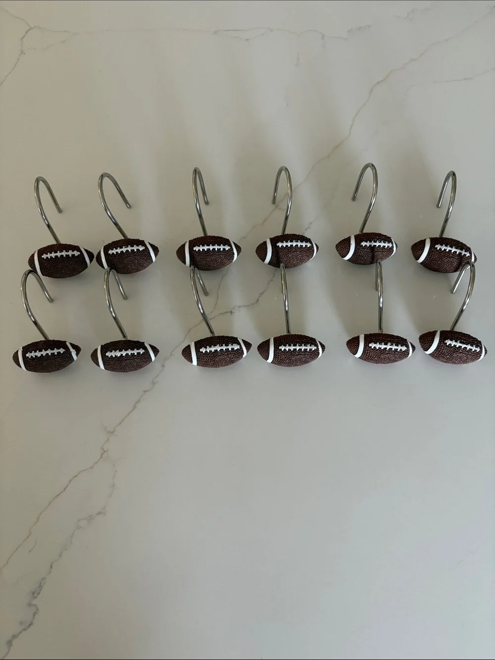 Football Shower Curtain Hooks - Set of 12